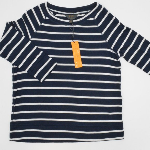 Mix by 41Hawthorn Lightweight Sweater Navy/White - Picture 1 of 3